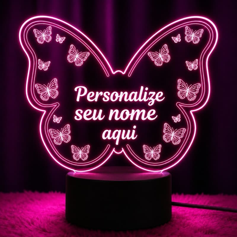 Abajur Seja Forte E Corajosa Presente Para Menina Luminária Borboleta Evangelica Decoração Quarto
