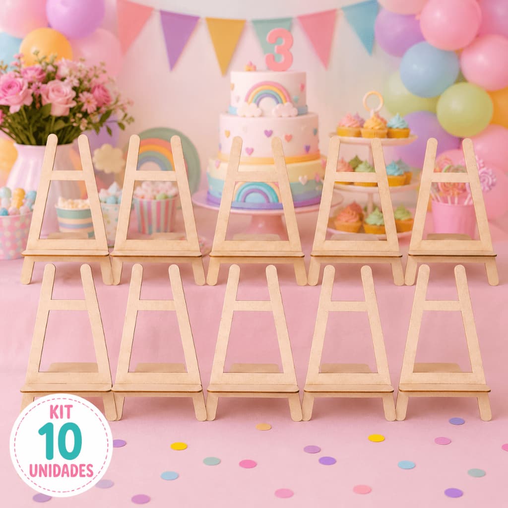 Kit 10 Mini Cavalete Mdf P/ Polaroid Centro de Mesa Lembrancinha Decoração de Festa