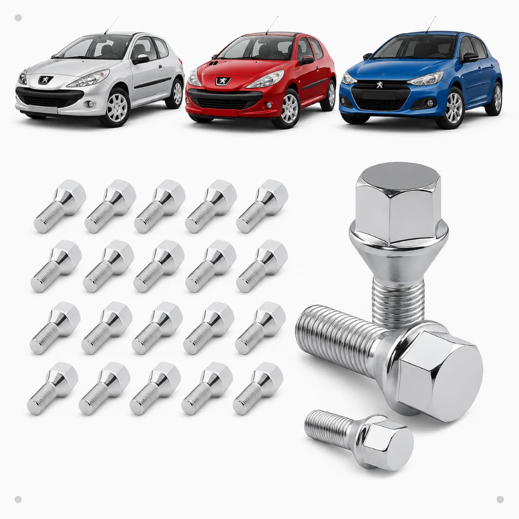 Kit 16 Parafuso Cromado Roda Liga Leve Peugeot 206 207 208