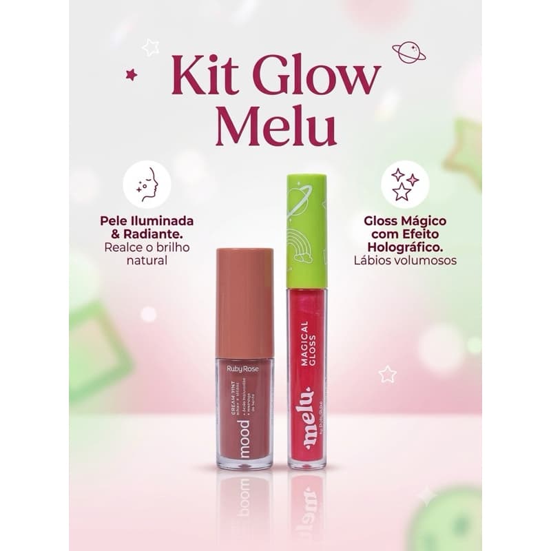 Gloss lábial Melu +Crem tint Mood Ruby Rouse . Kit Melu