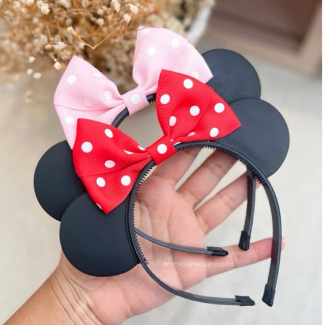 Tiara orelhinha Minnie, Minnie rosa e Minnie vermelha, Orelha Disney. Arco Minnie