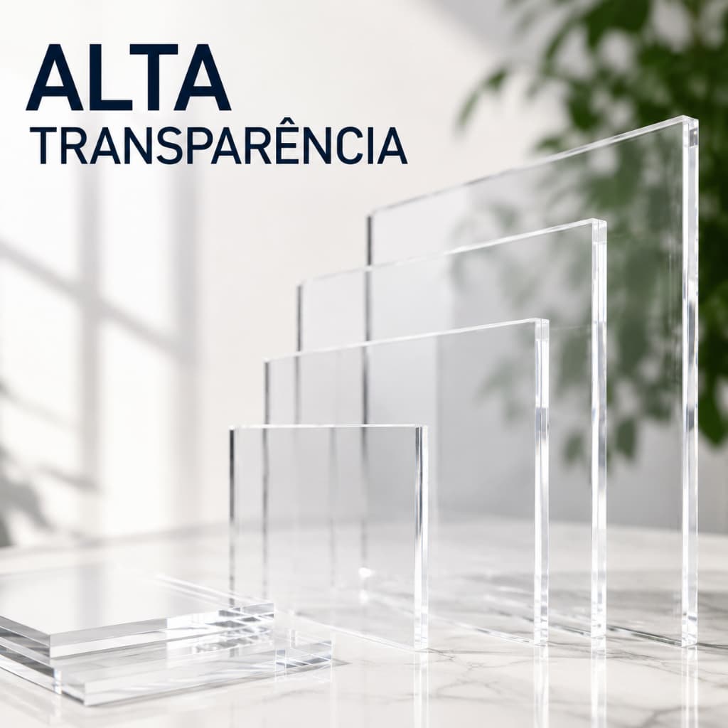 Placa Acrílica Transparente 80x80cm 2mm á 10mm Produto Versátil e Resistente