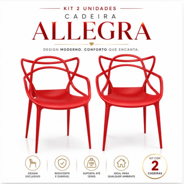 Kit 02 Cadeiras Allegra Escritório Área Gourmert Envio Rápido