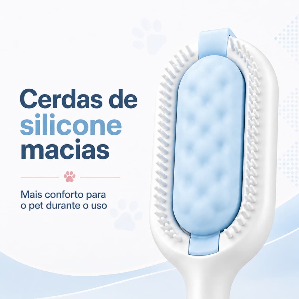 Escova Pet 3 Em 1 Pente Removedor De Pelos Com Lenço Umedecido Para Cães E Gatos
