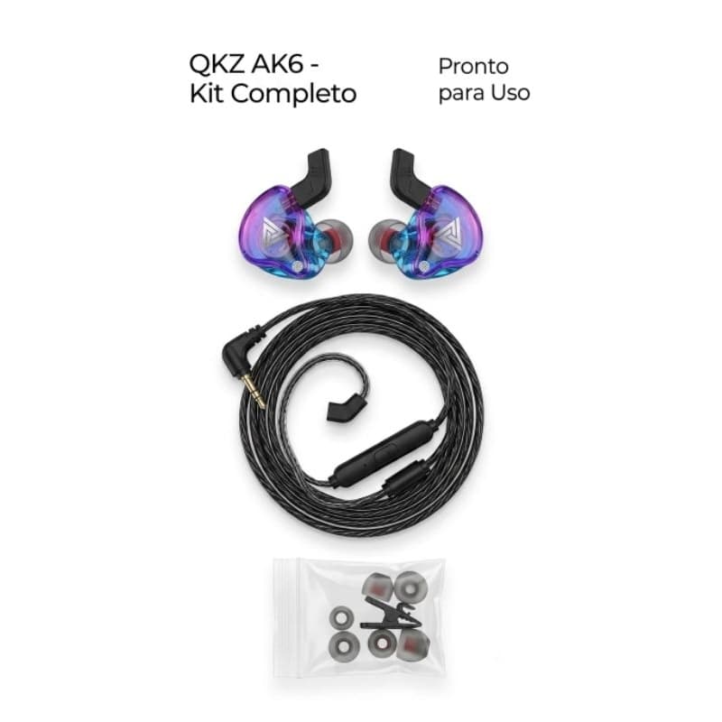 Fone de Ouvido QKZ AK6 Intra Auricular Retorno de Palco Gamer Profis Monitor de Áudio Isola Acústico