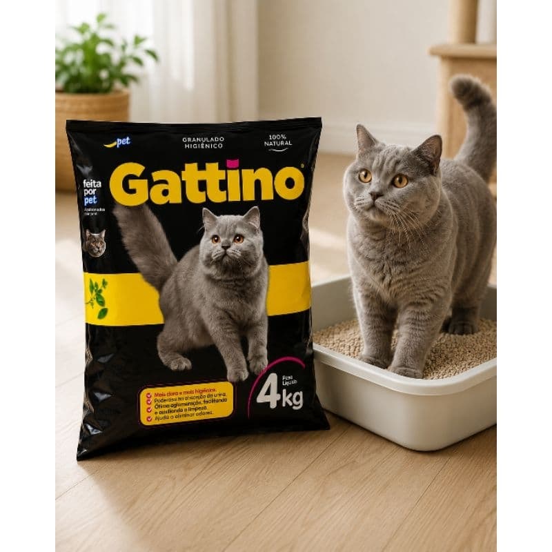 Areia Higiênica Gattino 4kg Granulado Natural para Gatos