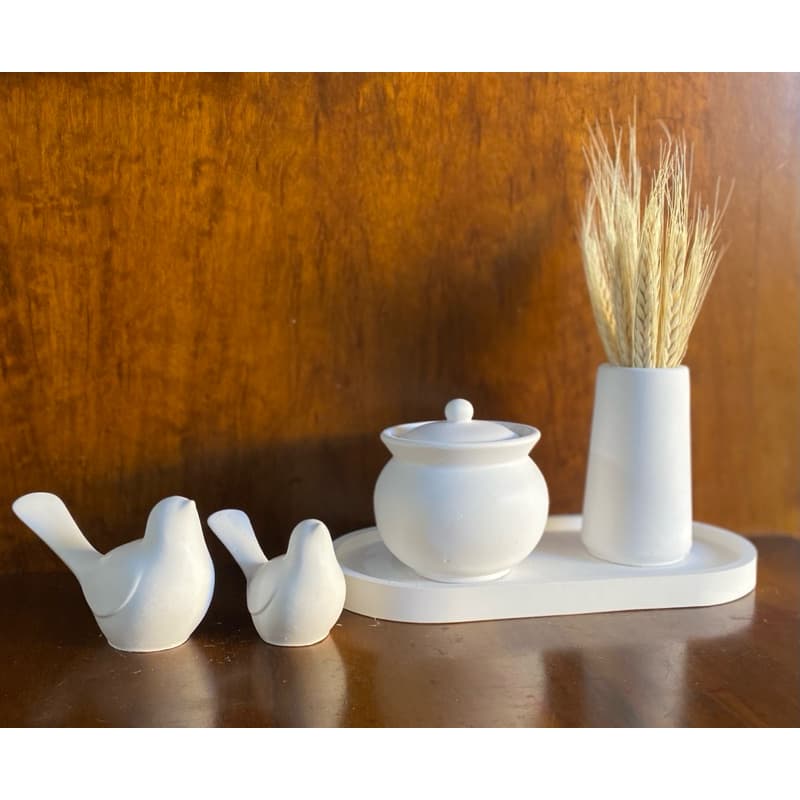 kit vaso decorativo 6 peças Vasos Pássaros Bandeja Trigo seco Decoração Minimalista