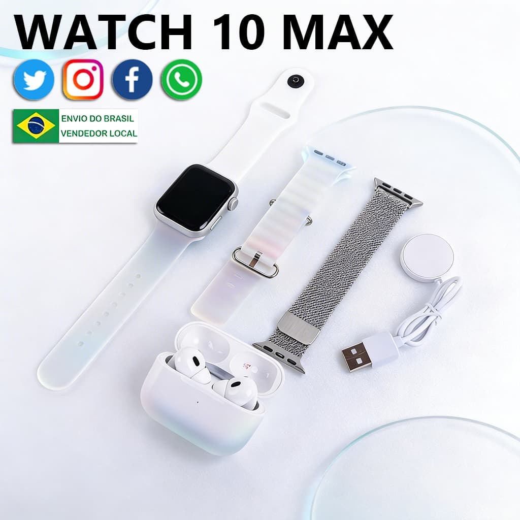 Smartwatch 4 em 1 Novo com Chamada Bluetooth, Calculadora, Carregamento sem Fio e Fone TWS Incluso 2026