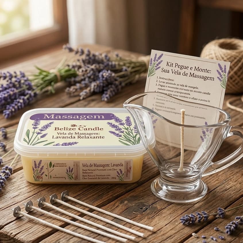Kit Pegue e Monte: Faça Sua Vela de Massagem