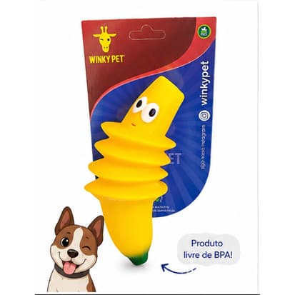 Brinquedo Mordedor Banana para Cães Vinil com Apito Antiestresse