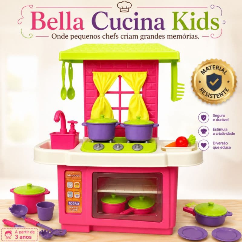 Cozinha Infantil Completa com Fogão Pia Forno e Acessórios Brinquedo Educativo 3 Anos+