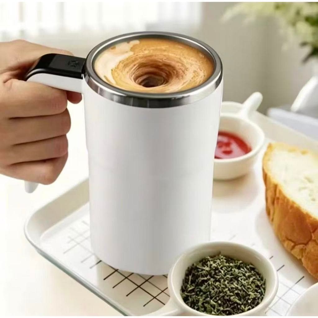 Caneca Misturadora Magnética Automática 380ml – Mistura Café, Leite, Chá e Suplementos com Um Toque