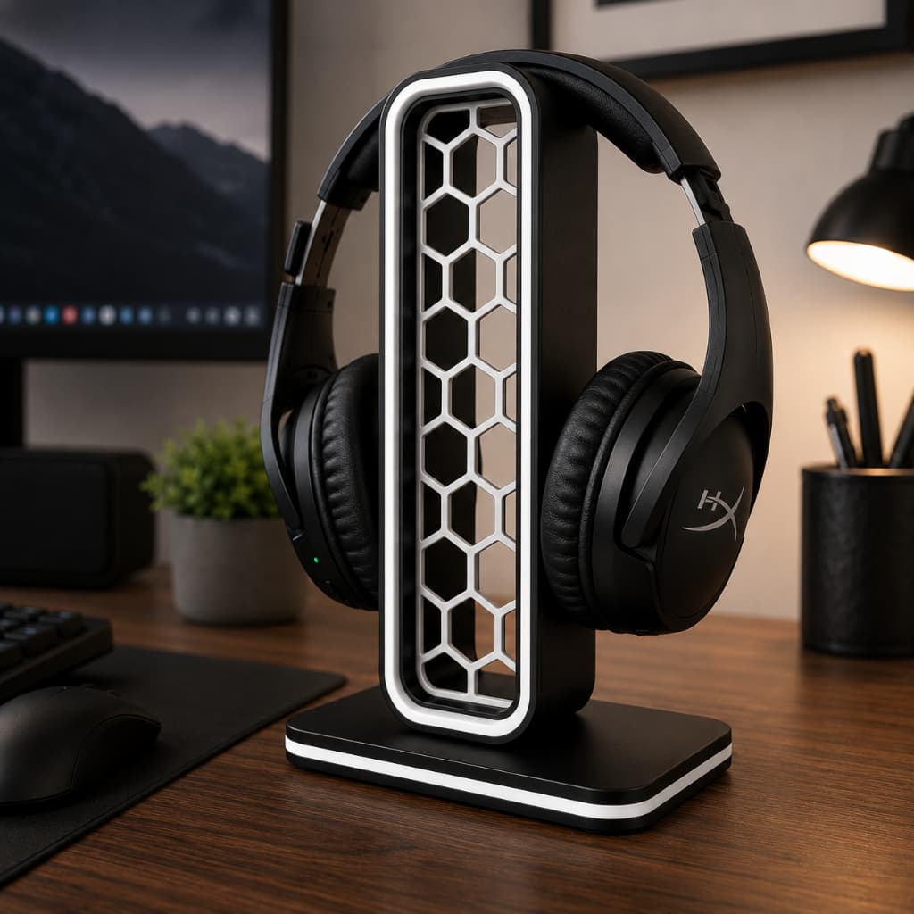 Suporte Headset Gamer Premium Base Reforçada Preto Fone De Ouvido