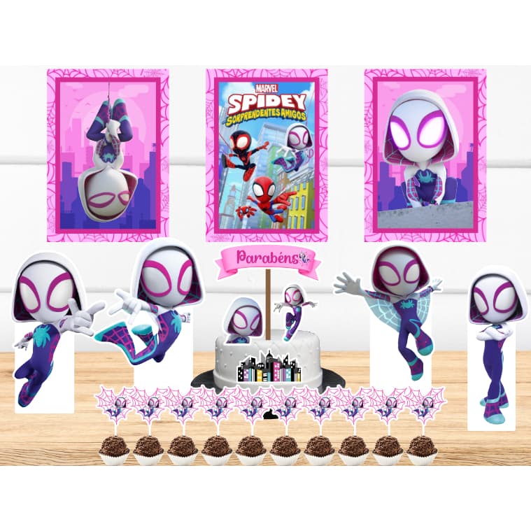 Kit Só um Bolinho - ARANHA FANTASMA - Kit Festa em casa  - Aniversário, Mêsversário