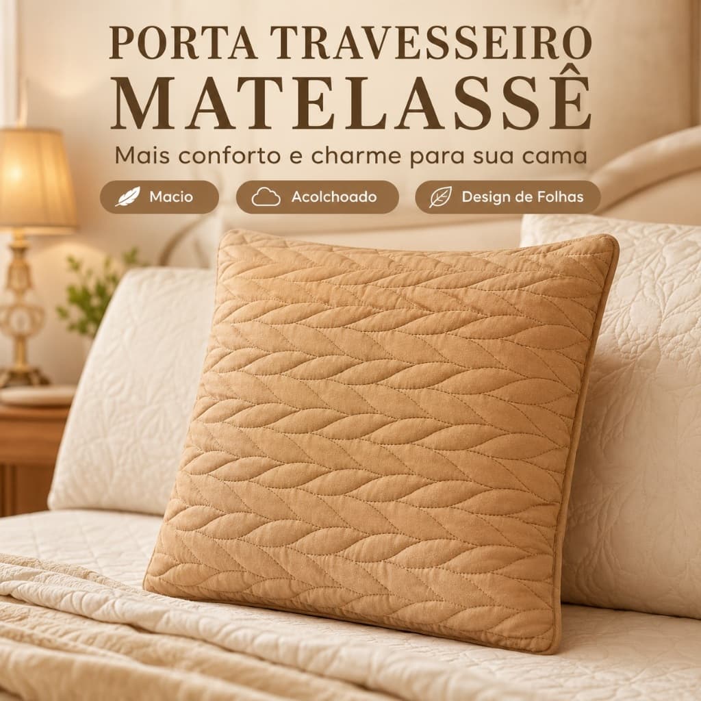Porta Travesseiro, Capa de Travesseiro Acolchoada e Macia com Estampa Matelassê de Folhas, Fronha Decorativa