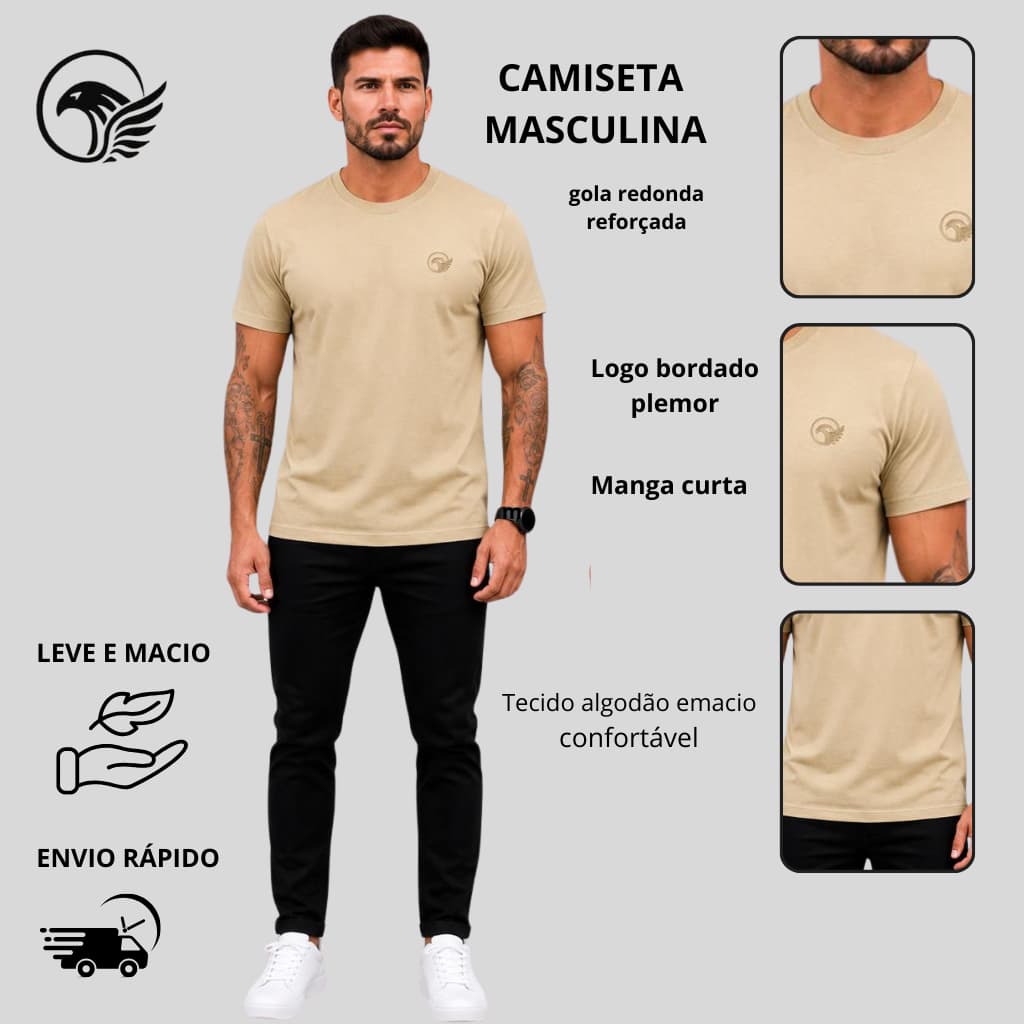 Camiseta Malha Peruana Pima Cotton Algodão Conforto e Durabelidade com Elastano