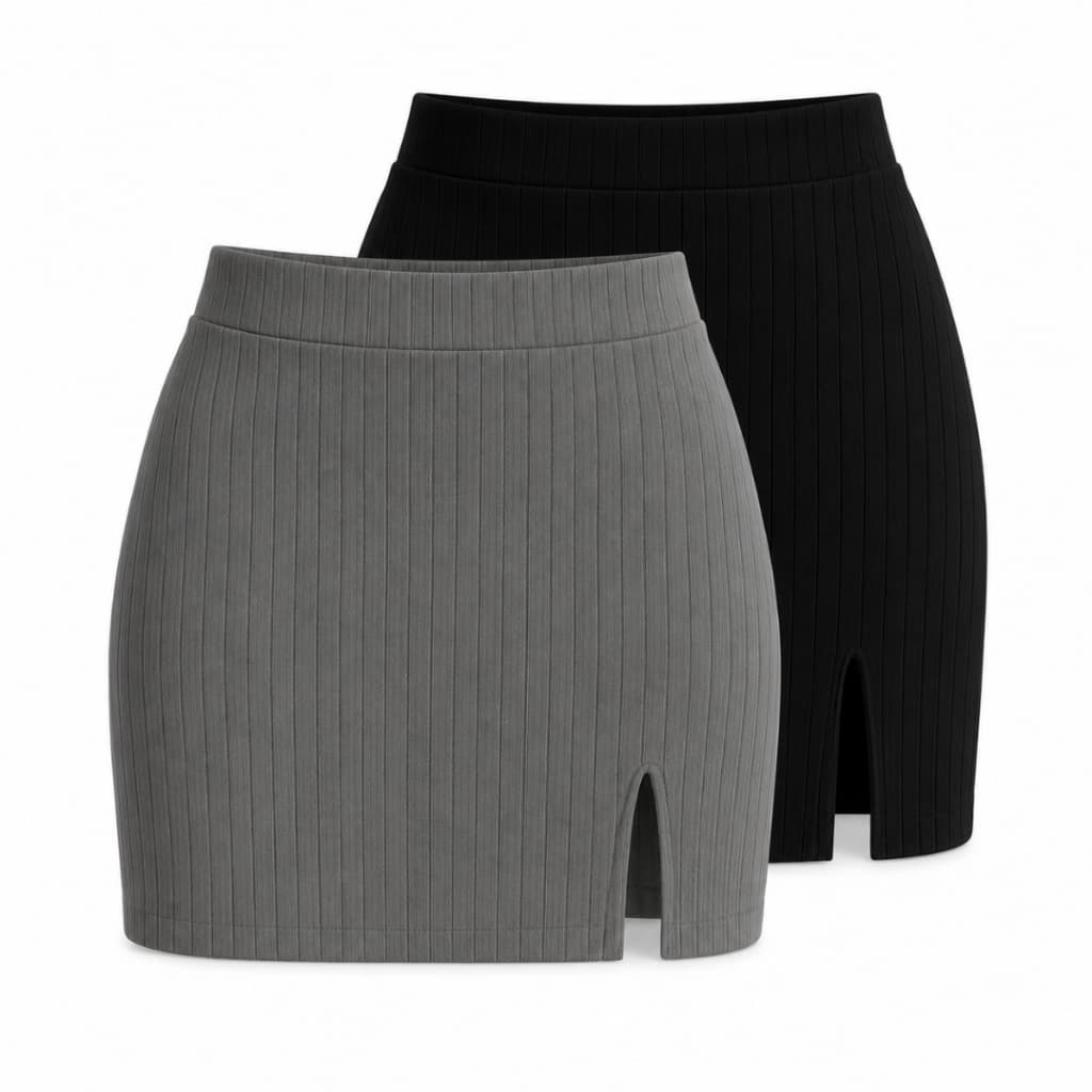 Saia curta feminina moda tubinho canelada alta elasticidade