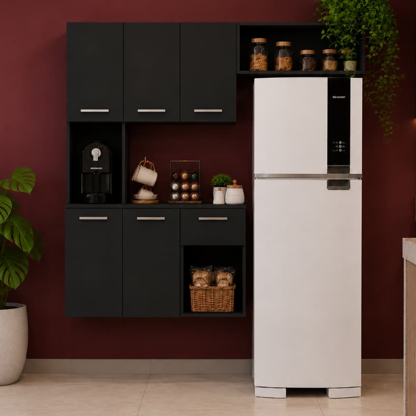 Cozinha Suspensa de Parede Com Nichos Decorativos Resistente Bonatto Qualidade e Estilo