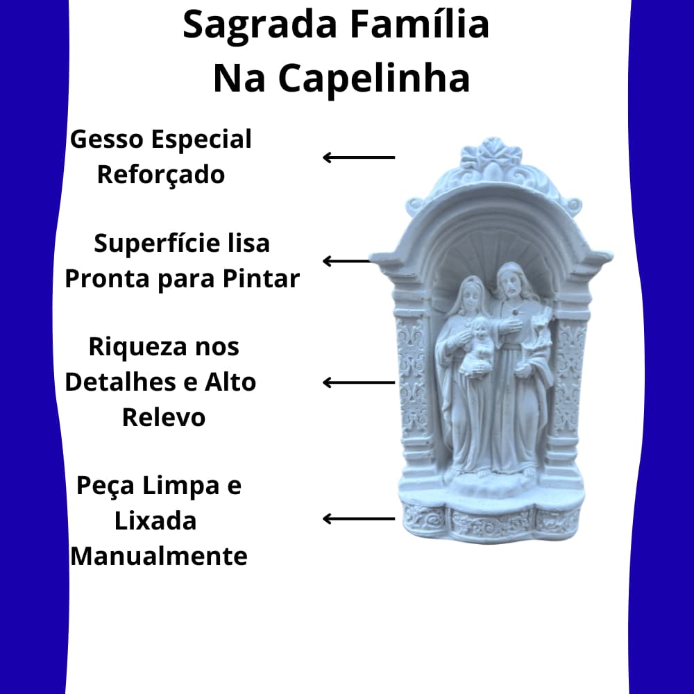 Imagem Sagrada Família Na Capelinha Gesso 13 cm Mini Oratório