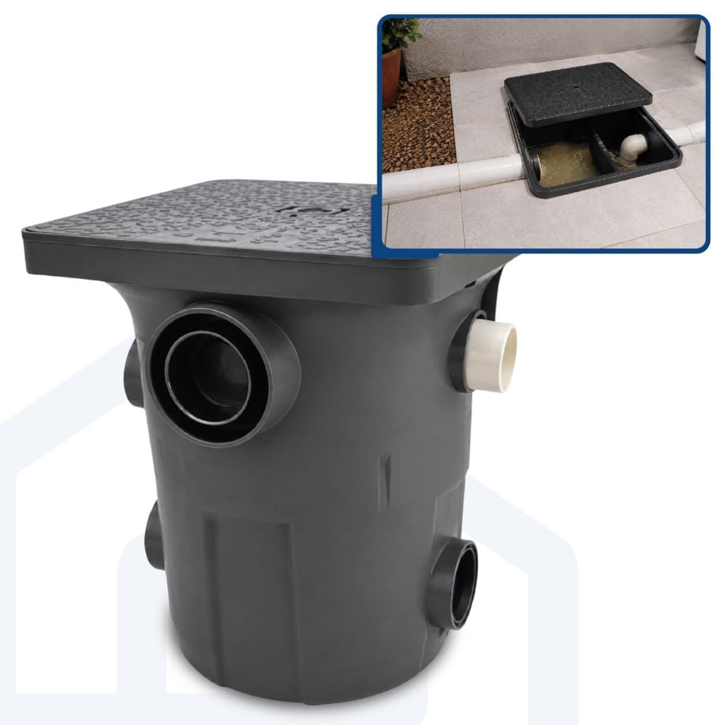 Caixa De Gordura Sifonada C/ Tampa Mallton 42L Polipropileno Resistente Entrada/Saída