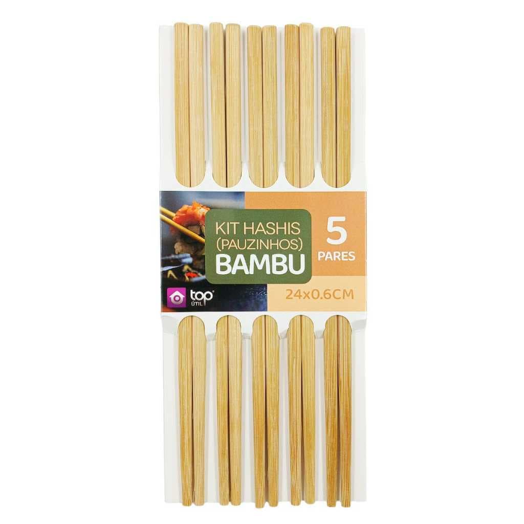 Kit De Hashi 24x0,6cm Em Bambu 5 Pares | Top Útil | Pauzinhos para sushi 🍣