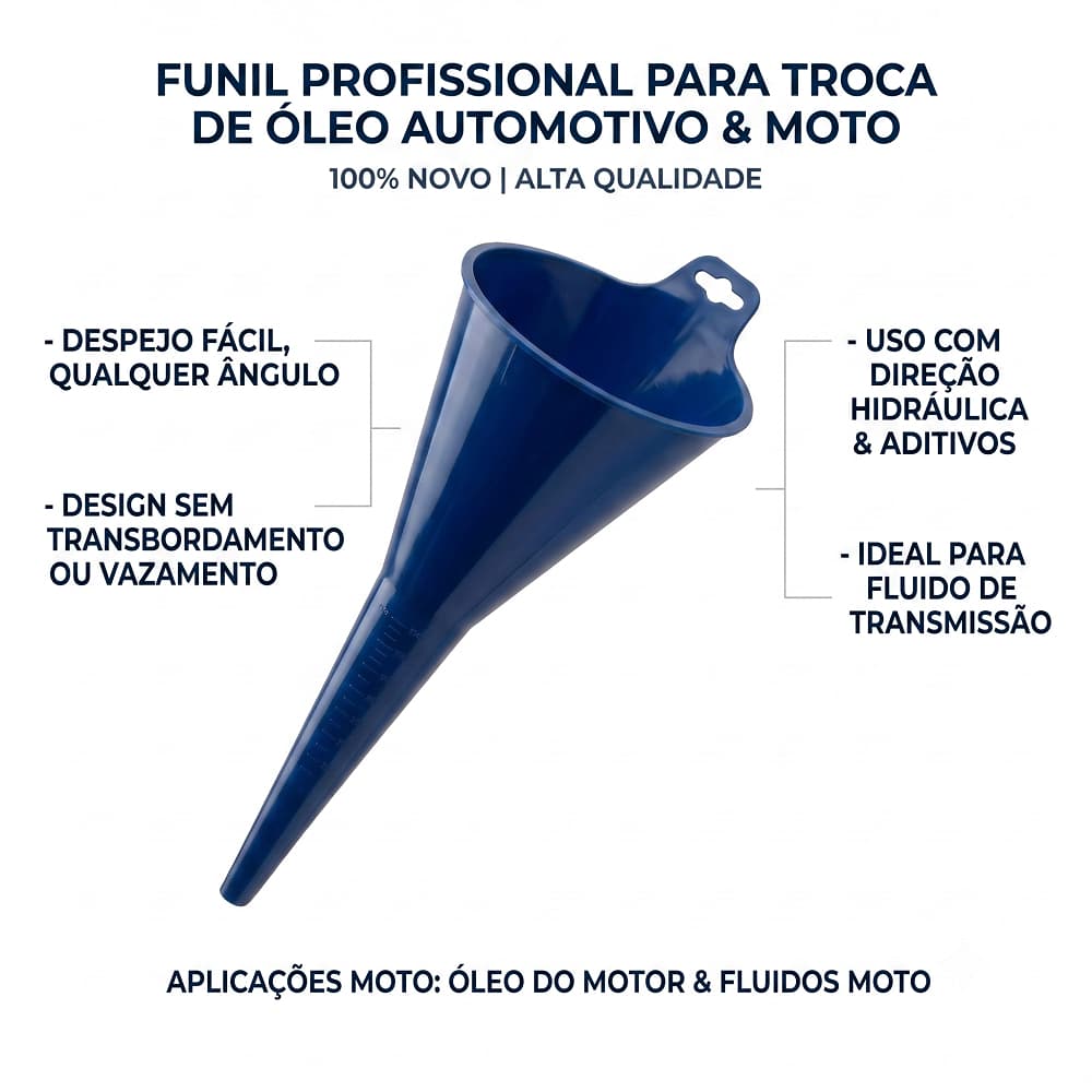Funil de Plástico para Troca de óleo - Universal