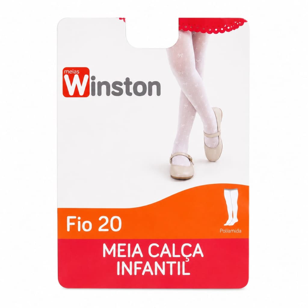 Meia Calça Feminina Fio 20 Com Lacinho Winston Rosa e Branca Transparente