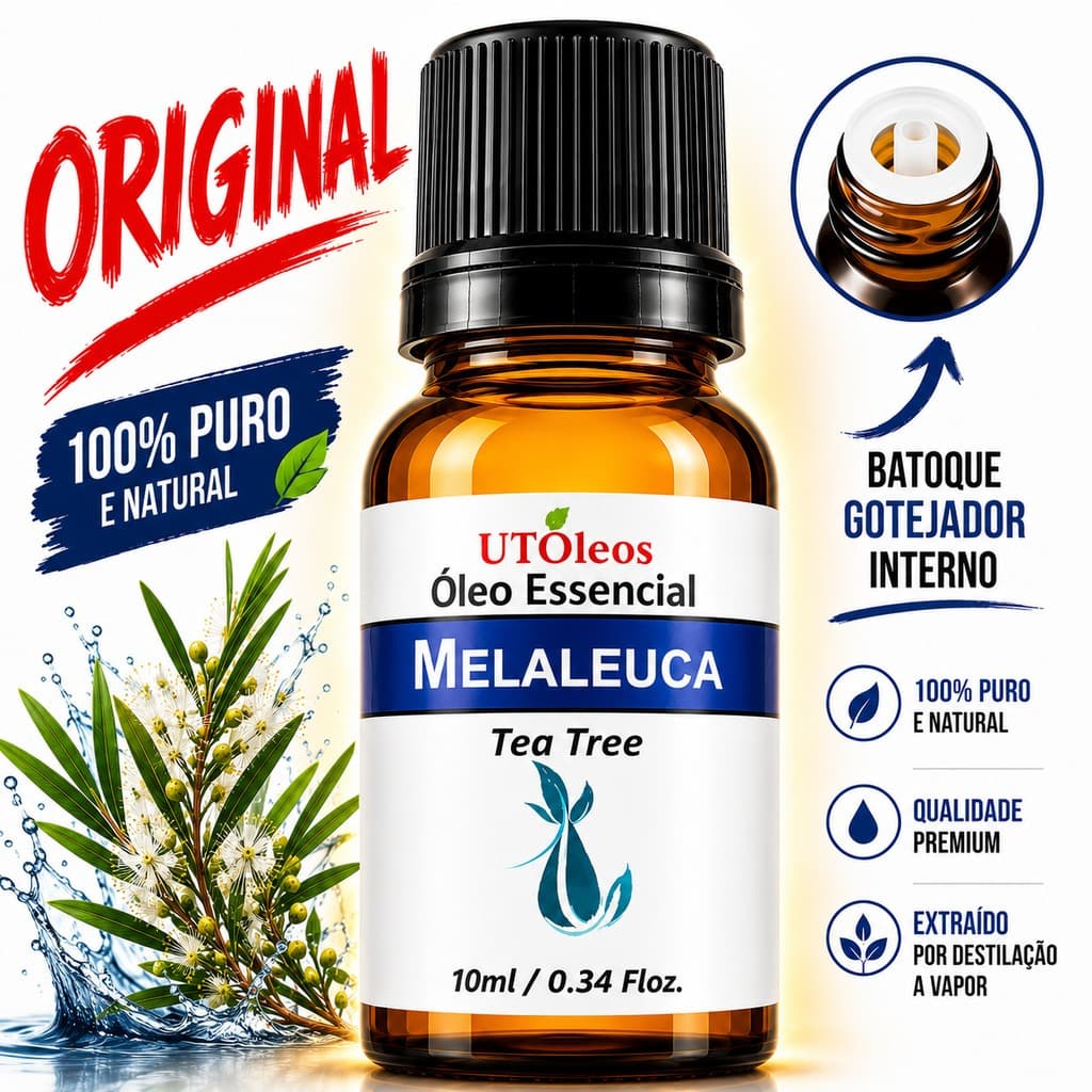 Oleo Essencial Melaleuca Tea Tree Puro Pele Unhas Cabelo Aromaterapia Difusor De Ambiente 10ml