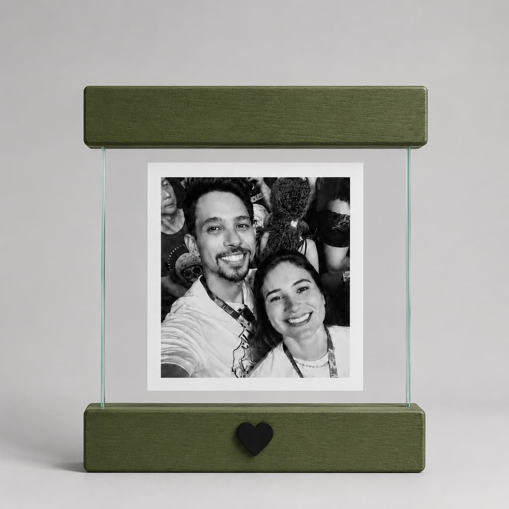 Porta Retrato Verde Musgo Com Foto Personalizado Presente Namorados