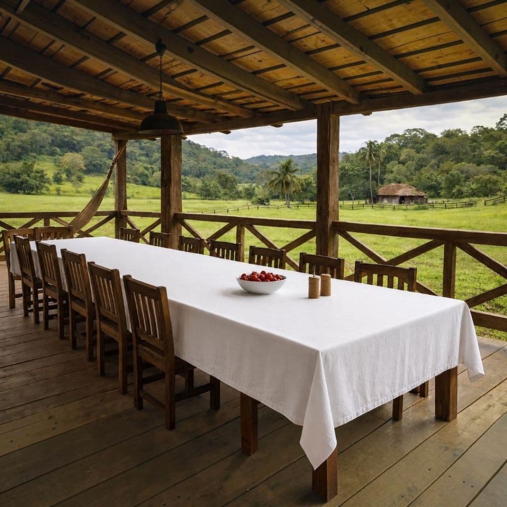 Toalha de Mesa Grande 3,50x1,40 Mesa Rústica 10 ou 12 Lugares Lisa e Estampada