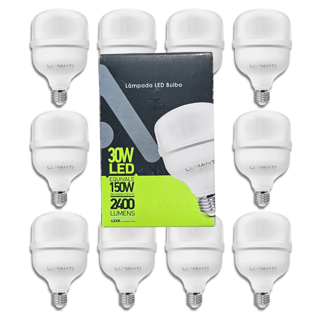 Kit Lâmpadas Led 30w Alta Potência E27 Branco Frio 6500k 3 5 E 10 Unid