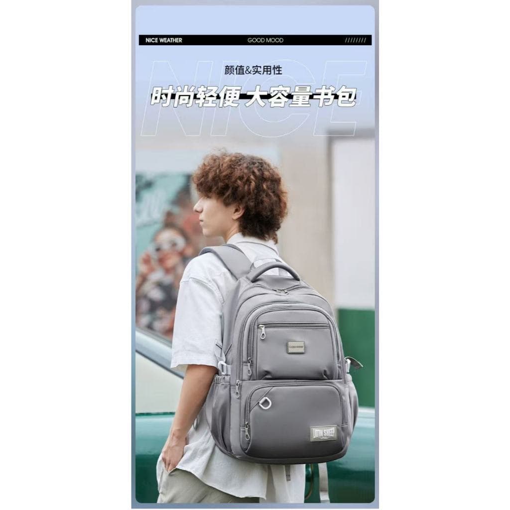 Mochila de náilon repelente de água de grande capacidade simples e leve bolsa de computador bolsa escolar