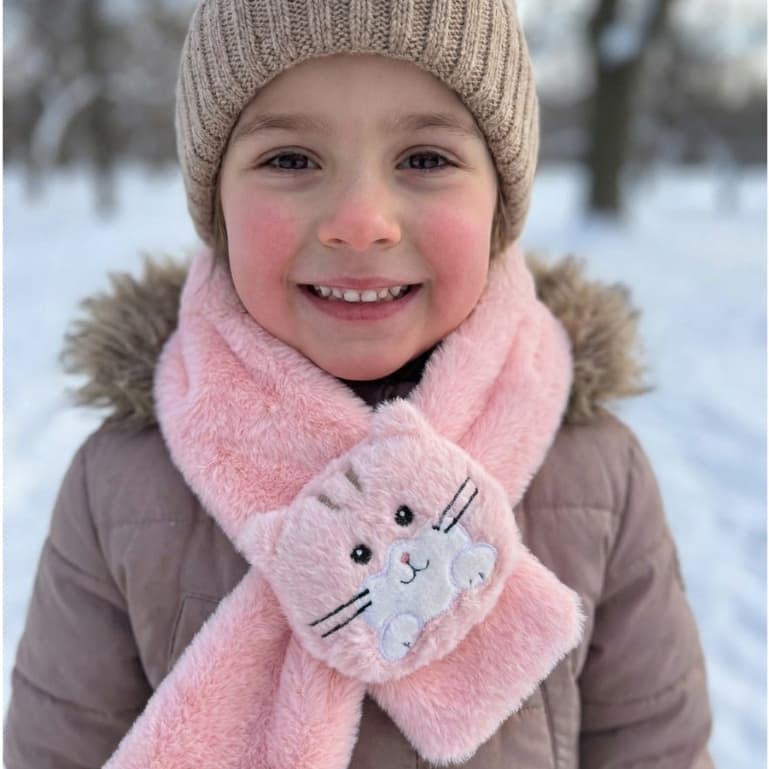 Cachecol Infantil Pelúcia de Bichinhos para Inverno Confortável