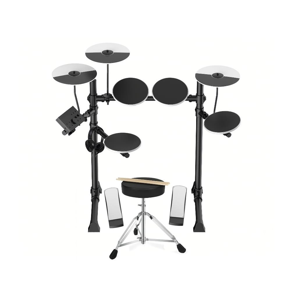 Bateria Eletrônica Digital Kit Completo com Banco Baquetas Pedais para Crianças e Adultos