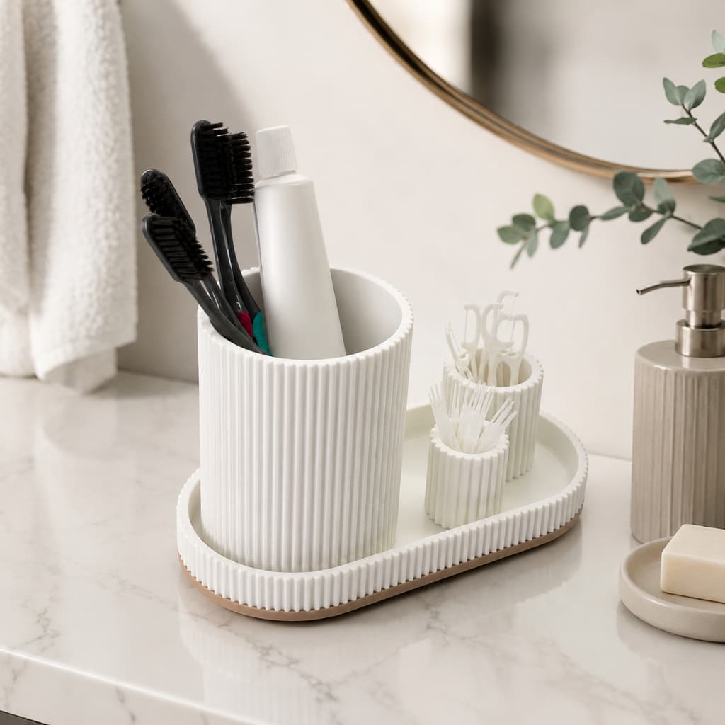 Organizador Gemini | Porta-Escovas, Creme Dental e Acessórios para Banheiro
