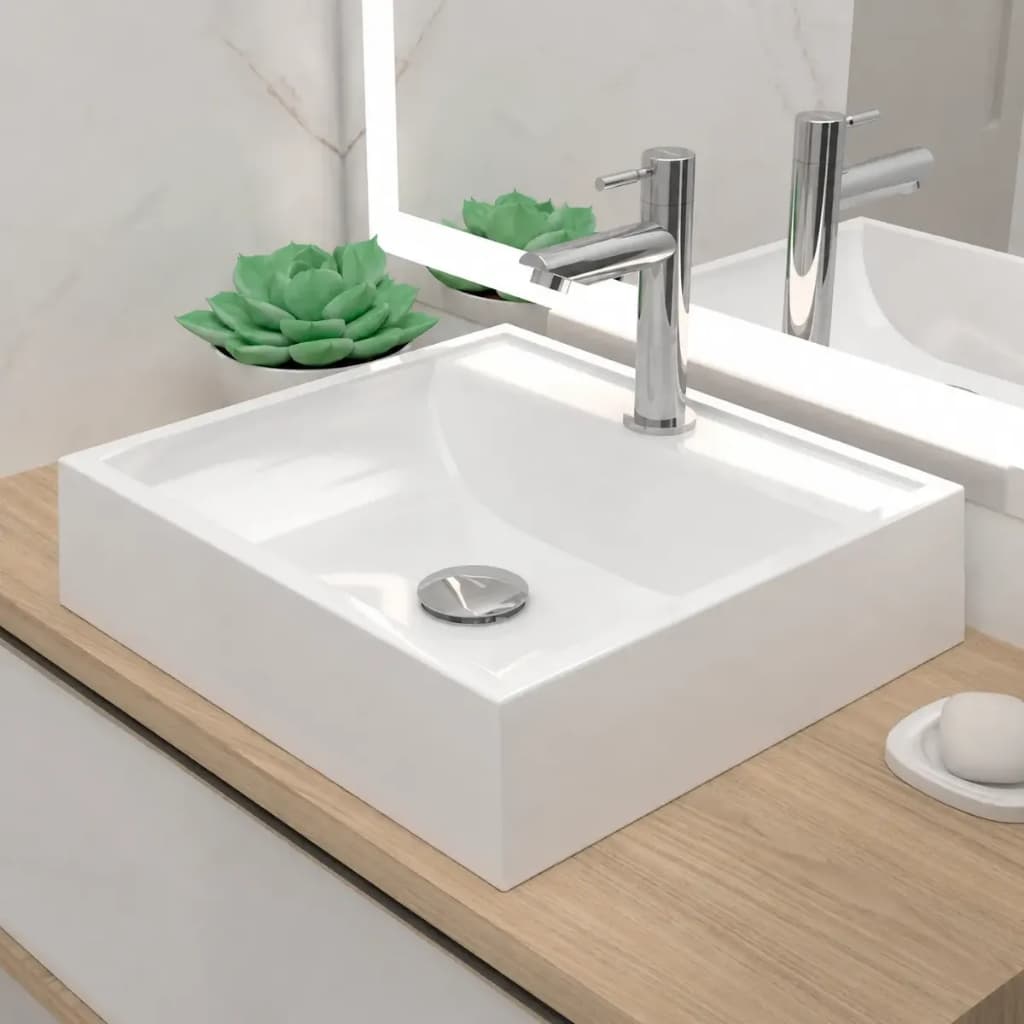 Cuba Pia De Apoio Sobrepor Quadrada 32x30 Branca Banheiro-lavabo