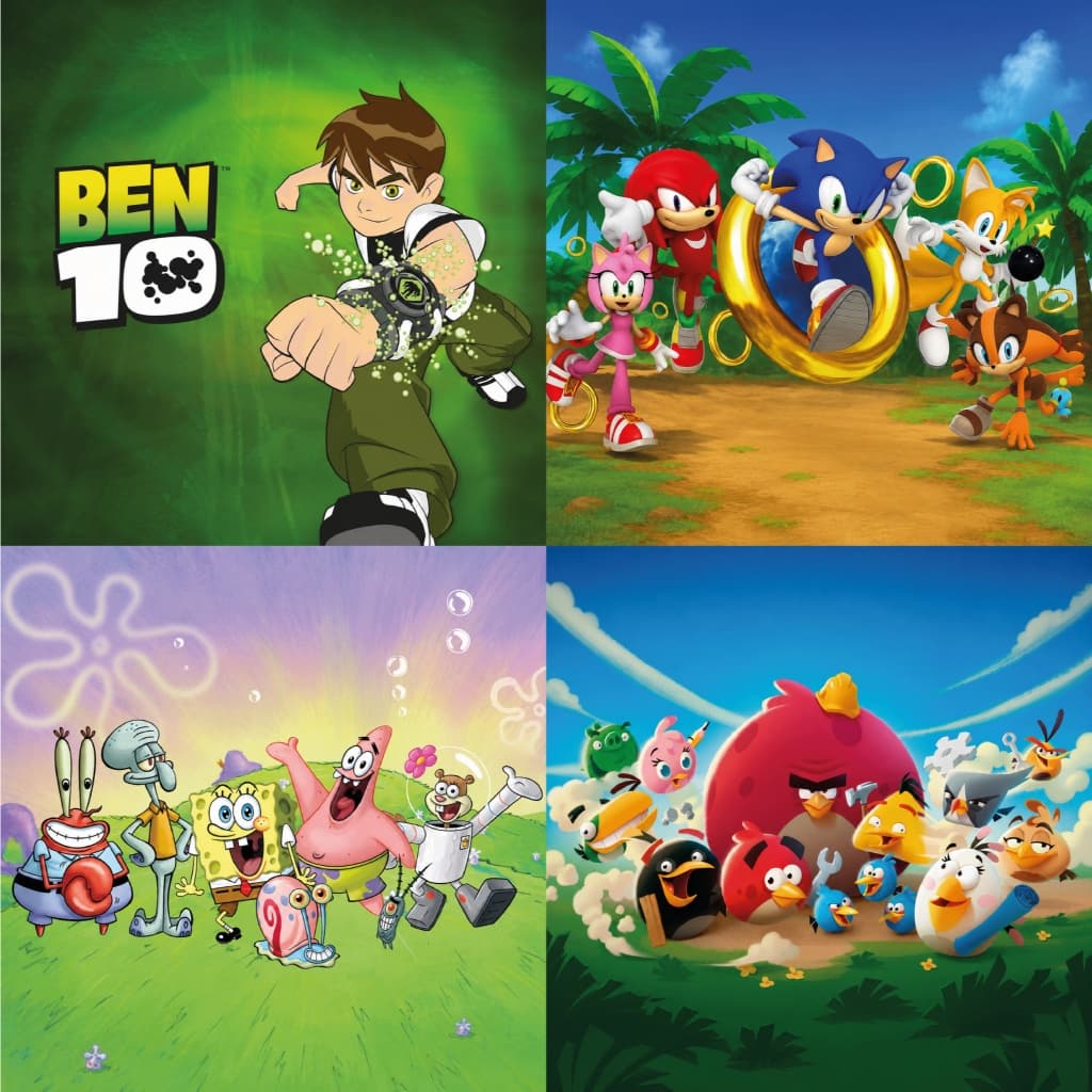 Painel de Festa Aniversario 150x100cm Vários Temas Infantil / Angry Birds / Bob Esponja / Sonic / Ben 10