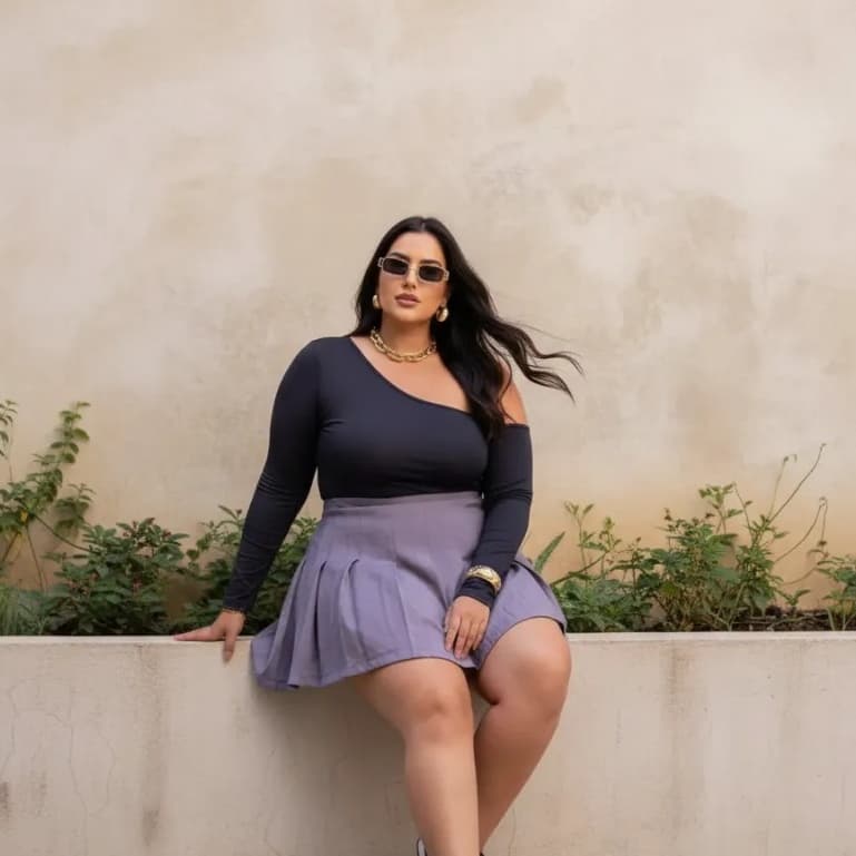 Cropped Manga Longa Plus Size Assimetrico Decotado Moda Gringa