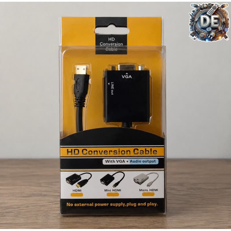 Cabo Adaptador Conversor Compatível com HDMI Para Vga Com Saida P2 De Audio