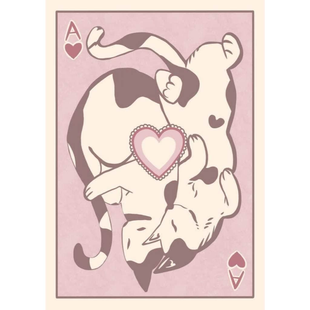 Quadros decorativos Gatinhos Fofos Carta de Baralho As de Copas Rosa Quarto Infantil (1 peça)