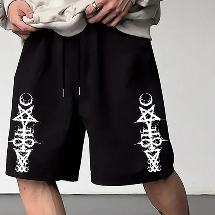 Short Bermuda Masculina Moletom Academia Gotica Punk Moon Treino Gym Confortavel