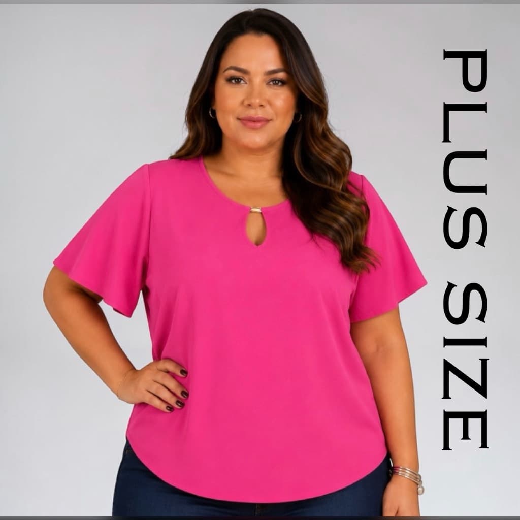 Blusa plus size manga curta fresquinha soltinha tecido duna confortavel GG G1 G2 G3