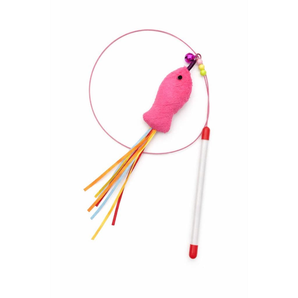 Pelúcia com Guizo para Gato Brinquedo Interativo com Varinha e Peixinho – Estimula e Diverte Pet