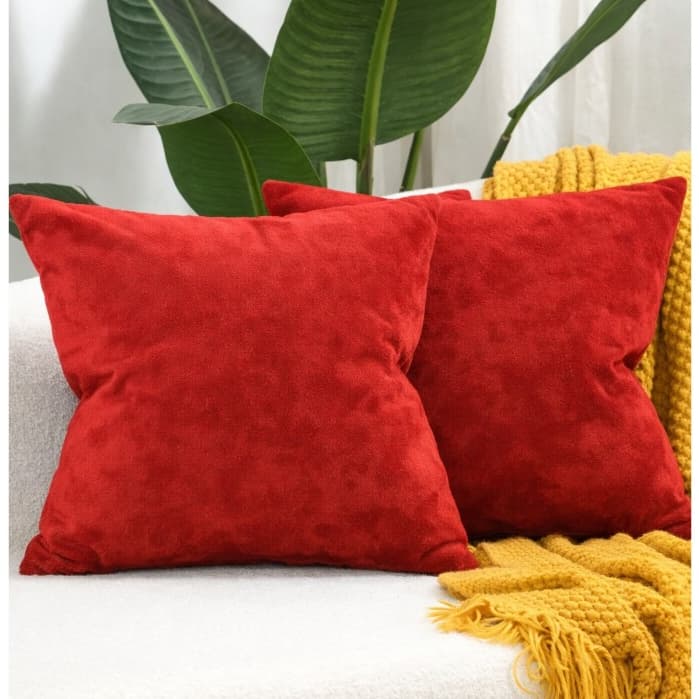 Kit 2 Capas De Almofada Suede Premium 45x45 Com Zíper Invisível Decorativa Sofá Sala Quarto