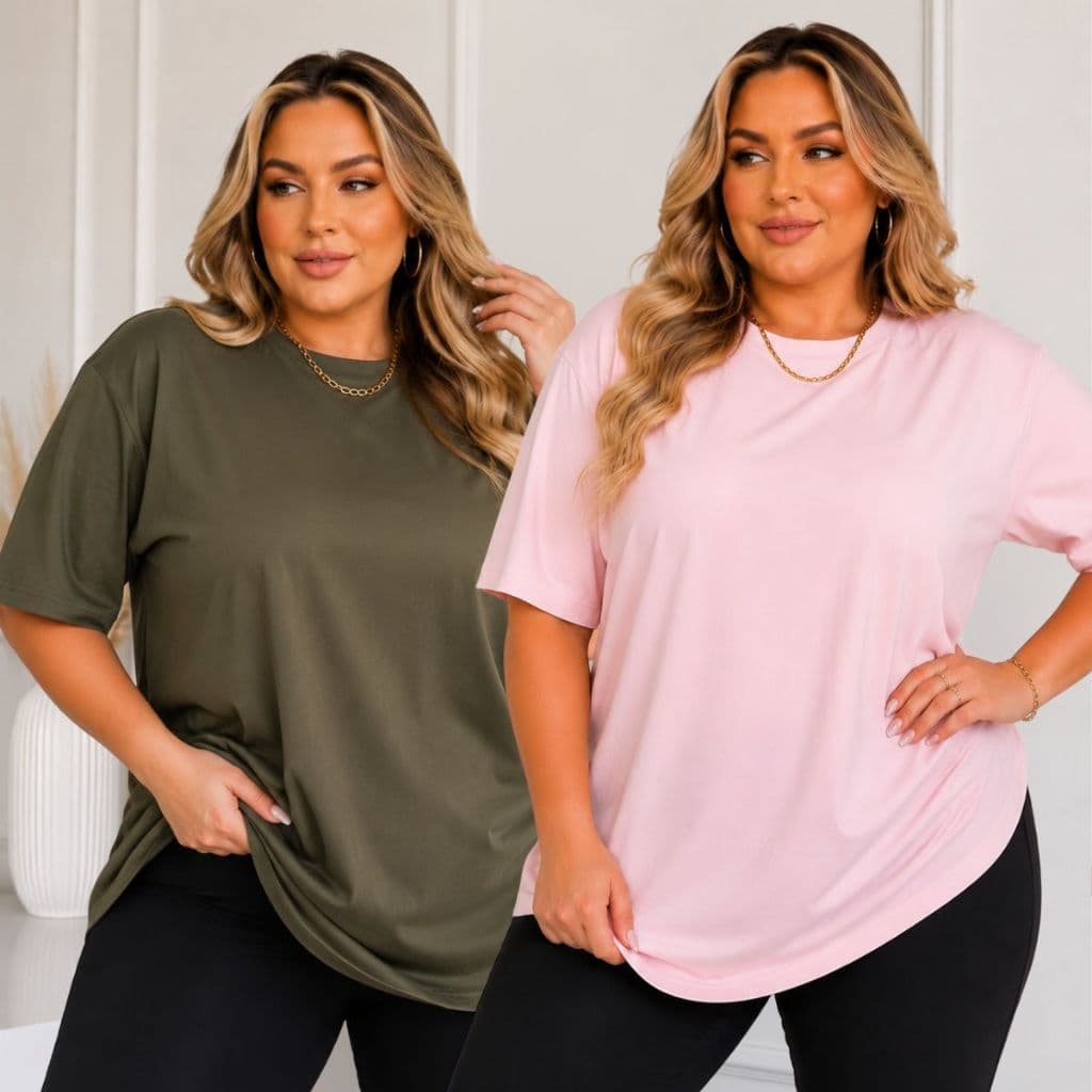 Camiseta Feminina Plus Size 100% algodão Premium