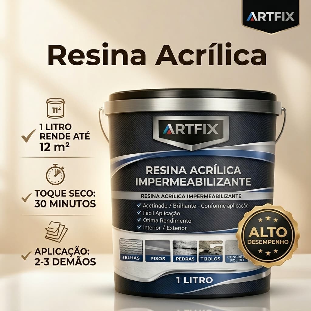 Kit Resina Incolor  Acrílica 1L  Impermeabilizante Brilhante ou Acetinada  - para Telhas ou Tijolos
