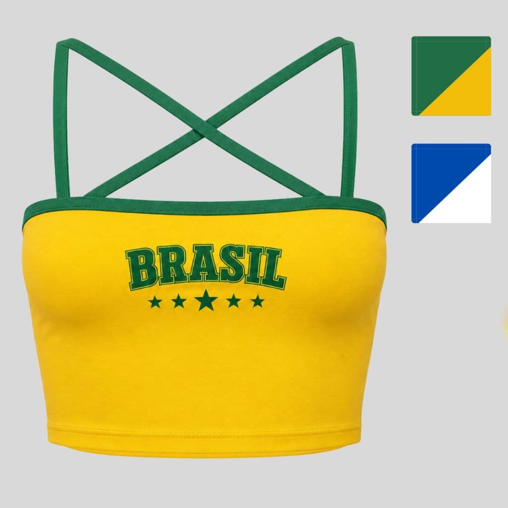 Blusa Top Cropped Faixa Feminino Brasil Copa 2026