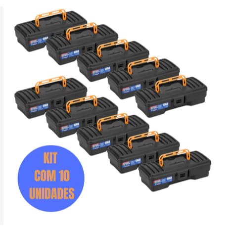 Kit com 10 Maletas Organizadoras para Ferramentas 10” COMBAT 5080 - Plástico Reforçado