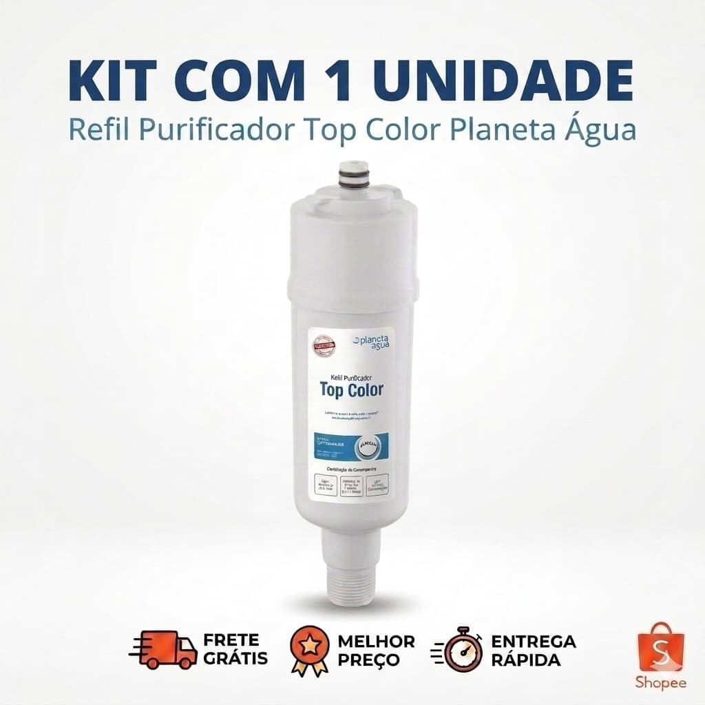 Refil Filtro Colormaq Premium Top Color Planeta Agua Original Facil Troca Purificador De Agua Girou Trocou Eficiente