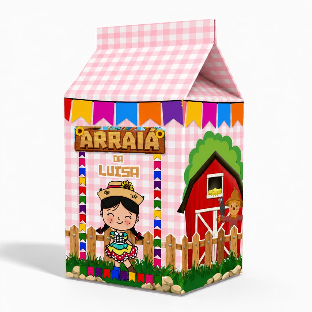 Caixinha Milk Menina Festa Junina | Festa Infantil | Lembrancinha Personalizada